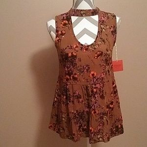 Mossimo Brown sleevless shirt w/ choker neckline